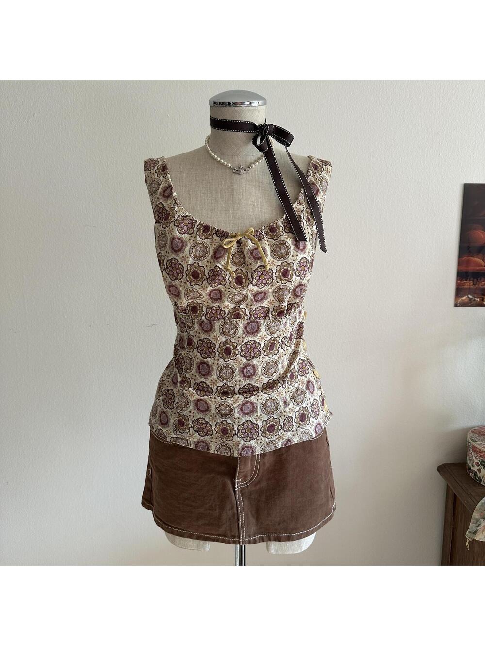 Purple and tan paisley tank top